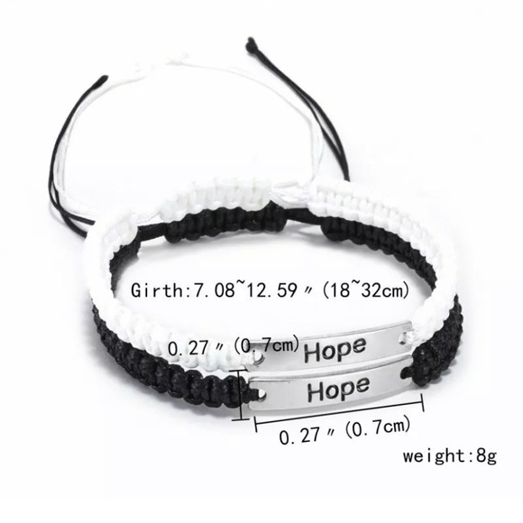 Inspirational Braided Rope Bracelet STRENGTH | COURAGE |POWER BELIEVE White Blk - Picture 2 of 4